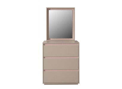 Beigefarbene Kommode mit Spiegel Holz modern Jugendzimmer Schlafzimmer