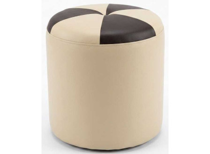Beiger Rundhocker Kunstleder Holz Modern Sitzhocker Fußhocker Luxus