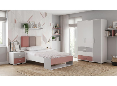 Stilvolles buntes Jugendzimmer Bett Kleiderschrank Nachttische modern Mädchen