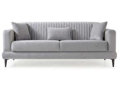 Stilvolles Schlafsofa Graues Weichem Samtvelours Hohen Beinen