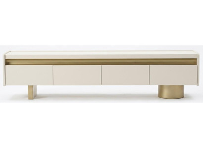 Stilvolles TV Lowboard Beige Modern Holz Metall Gold Sideboard