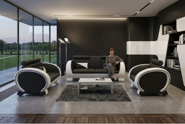 SOFA SKÓRZANA SOFA SKÓRZANA SOFA PROJEKTANTOWA Ustawić 3+1 COUCH ZESTAW TAPICEROWANY Podkładka SOFA