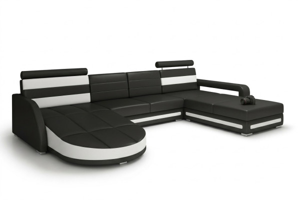 Żywy krajobraz KANAPA Ustaw DESIGN NAROŻNIK Brązowo-beżowa SKÓRZANA SOFA XXL Narożnikowa kanapa