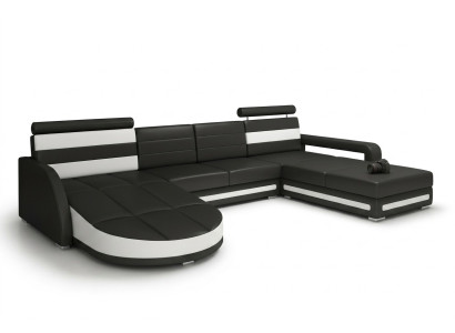Żywy krajobraz KANAPA Ustaw DESIGN NAROŻNIK Brązowo-beżowa SKÓRZANA SOFA XXL Narożnikowa kanapa