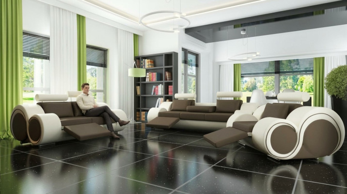 Sofa Podkładka 3+2 Siedziba Designerska Sofa Sofa Skórzana Wybór koloru Kanapa Ustawić Czarny