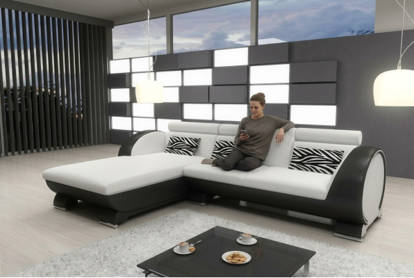 SKÓRZANA SOFA SOFA NAROŻNIK Podkładka Narożnikowa kanapa Zestaw sofowy PROJEKTANTOWA KANAPA FUNKCJA BAR