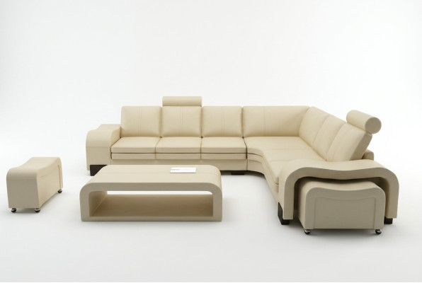 SKÓRZANA SOFA XXL Żywy krajobraz Ustawić Skóra NAROŻNIK Ustawić Narożnikowa kanapa Podkładka