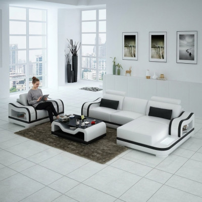 Skórzana sofa kanapa Żywy krajobraz Narożnikowa kanapa + Fotel Narożnik Ustawić Modern G8030E