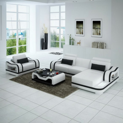 Skórzana sofa kanapa Żywy krajobraz Narożnikowa kanapa + Fotel Narożnik Ustawić Modern G8030E