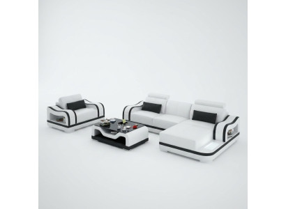 Skórzana sofa kanapa Żywy krajobraz Narożnikowa kanapa + Fotel Narożnik Ustawić Modern G8030E