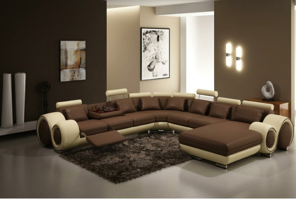 Skórzana sofa narożna Narożnikowa kanapa Sofa Kanapa Podkładka Skóra Siedziba Ustawić Żywy krajobraz