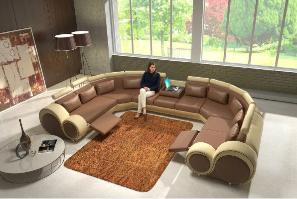 Sofa skórzana Podkładka Couch Żywy krajobraz Skóra Włókienniczy Sofa XXL Narożnikowa kanapa