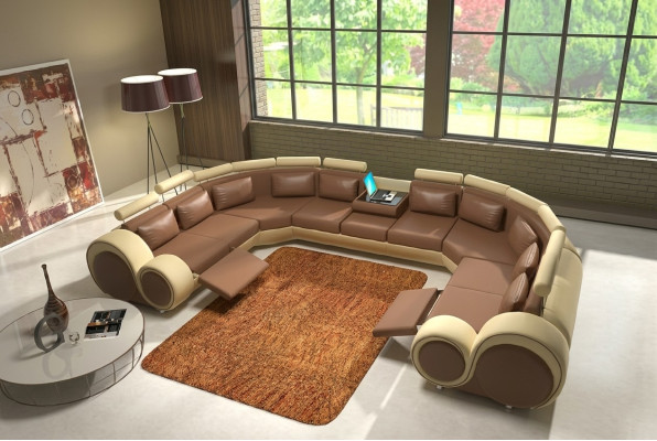 Sofa skórzana Podkładka Couch Żywy krajobraz Skóra Włókienniczy Sofa XXL Narożnikowa kanapa