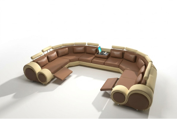 Sofa skórzana Podkładka Couch Żywy krajobraz Skóra Włókienniczy Sofa XXL Narożnikowa kanapa