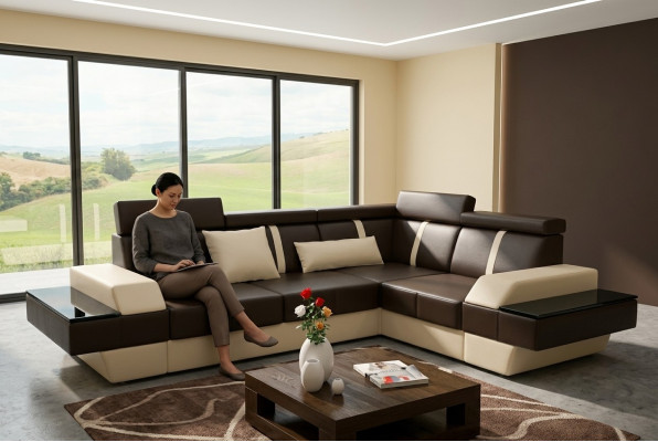 Designerska sofa skórzana Żywy krajobraz Podkładka Kanapa Sofa Narożnikowa kanapa Narożnik Sofa skórzana