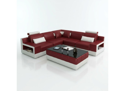 Skórzana sofa Narożnikowa kanapa Design Couch Funkcja łóżka Ustawić Żywy krajobraz Podkładka Nowość