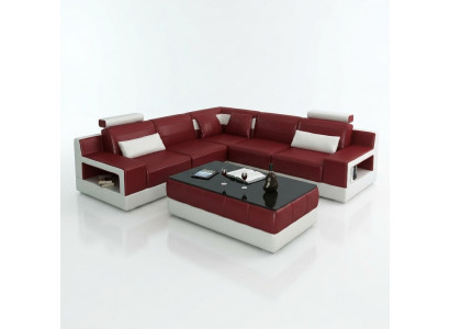 Skórzana sofa Narożnikowa kanapa Design Couch Funkcja łóżka Ustawić Żywy krajobraz Podkładka Nowość