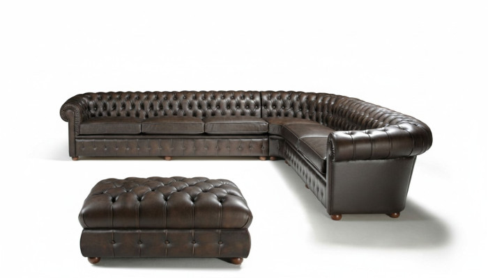 Klasyczna kanapa narożna kanapa narożna kanapa podkładka skóra siedziba Chesterfield
