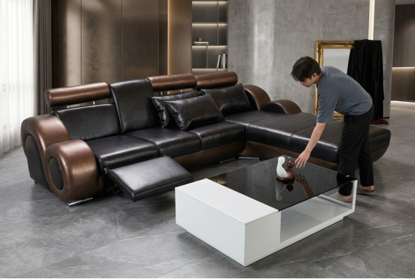 Elegancki designerski narożnik Berlin II skórzana sofa Narożnikowa kanapa kanapa