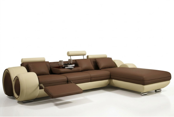 Narożnikowa kanapa Żywy krajobraz Kanapa Skórzana Sofa Sofa Podkładka Ustawić Narożnik - Gray-Biały
