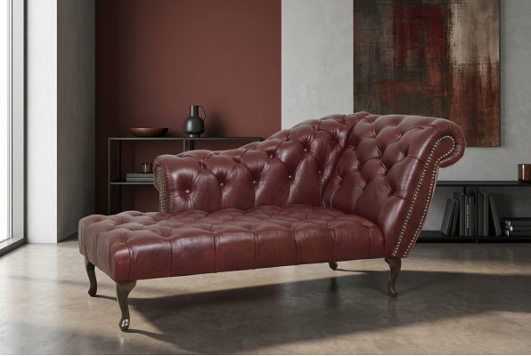 Leżak Chesterfield szezlong kanapa sofa skórzana sofa Włókienniczy z kryształkami NOWOŚĆ