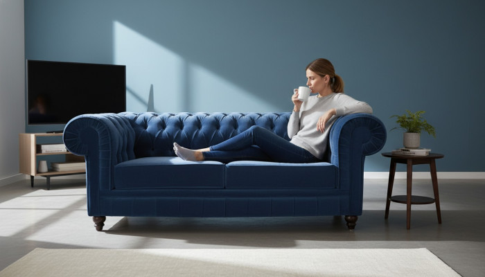 Chesterfield kanapa z tkaniny ze skórzanym obiciem, 3-osobowa kanapa tapicerowana z tkaniny, sofa, nowa sofa z naturalnej skóry