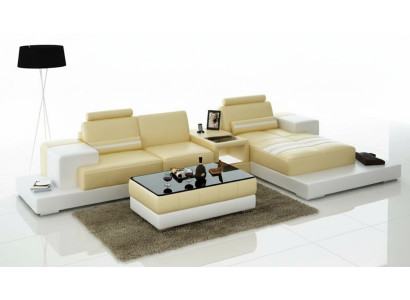 Skórzana sofa kanapa Żywy krajobraz Narożnik kanapa Narożnik Ustaw Design Modern Sofa L6004D