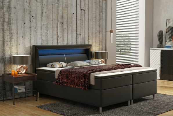 Łóżko skrzyniowe Box Hotel Łóżko z Visco & materac skórzane łóżko Podwójne łóżko