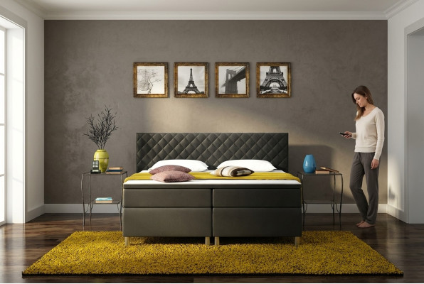 Łóżko skrzyniowe Box Hotel Łóżko z Visco & materac skórzane łóżko Podwójne łóżko K3