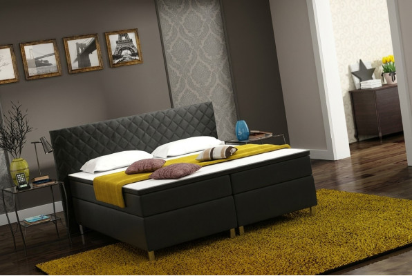 Łóżko skrzyniowe Box Hotel Łóżko z Visco & materac skórzane łóżko Podwójne łóżko K3