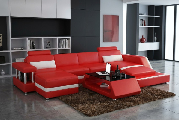 Projektant Narożnikowa kanapa Sofa Żywy krajobraz Duża nowoczesna skórzana sofa Couch Hamburg III