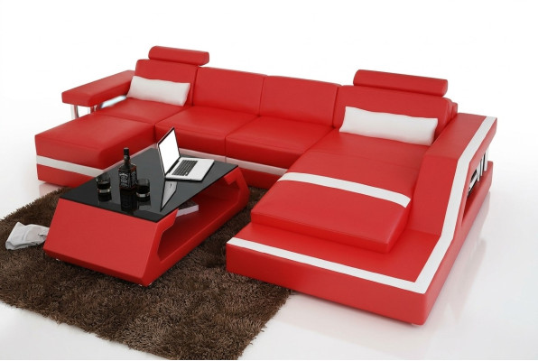 Projektant Narożnikowa kanapa Sofa Żywy krajobraz Duża nowoczesna skórzana sofa Couch Hamburg III