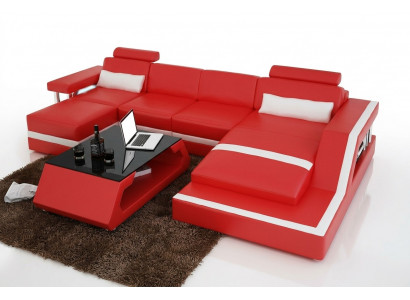 Projektant Narożnikowa kanapa Sofa Żywy krajobraz Duża nowoczesna skórzana sofa Couch Hamburg III
