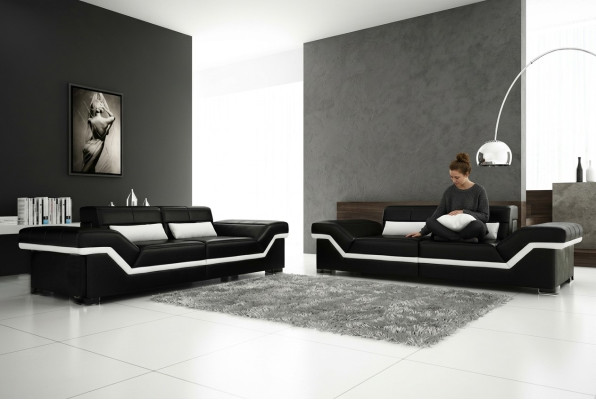SOFA SKÓRZANA DUŻA SOFA 3+3 DESIGN SOFA Podkładka Skóra Ustawić COUCH ZESTAW SOF NOWOŚĆ