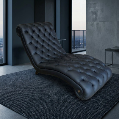Leżak Chesterfield szezlong kanapa sofa skórzana sofa vintage kryształy NOWOŚĆ
