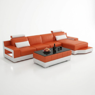 Narożnikowa kanapa Włókienniczy Materiał Skóra Podkładka Sofy Sofa Sofa Ustawić Żywy krajobraz ULM