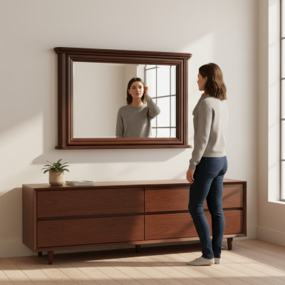 Klasyczny Designerski Oryginalne Drewno Rama XXL Lustro 107x71 Lustro - Model W-L2