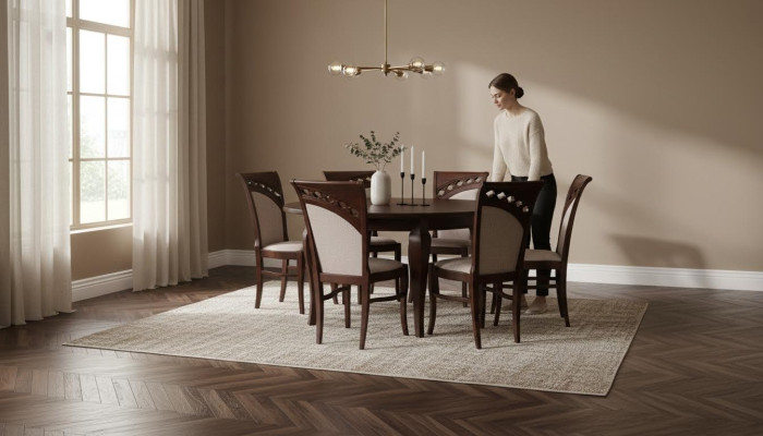 Stół obiadowy + 8 Krzesła jadalnia Zestaw Dining Group Okrągły Okrągły Tabela stoły Nowość
