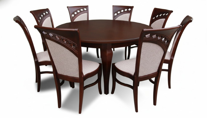 Stół obiadowy + 8 Krzesła jadalnia Zestaw Dining Group Okrągły Okrągły Tabela stoły Nowość