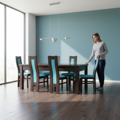 Stół obiadowy + 6 Krzesła jadalnia Krzesło Zestaw Dining Group Nowoczesny Tabela stoły Nowość