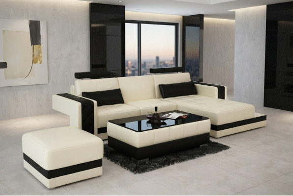 Skórzana sofa kanapa Żywy krajobraz Narożnikowa kanapa Narożnik wystrój Ustaw Design Modern