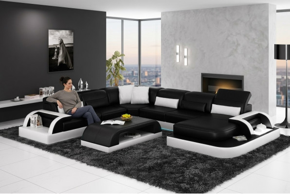 Skórzana sofa kanapa Żywy krajobraz Narożnikowa kanapa Narożnik Ustaw Design Modern New Sofa L6012