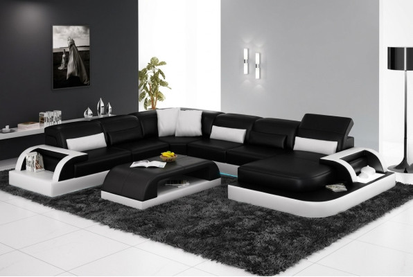 Skórzana sofa kanapa Żywy krajobraz Narożnikowa kanapa Narożnik Ustaw Design Modern New Sofa L6012