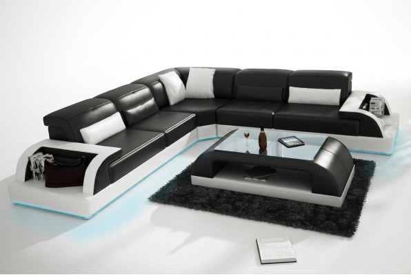 Skórzana sofa kanapa Żywy krajobraz Narożnikowa kanapa Narożnik Nowoczesny wystrój Ustaw Design