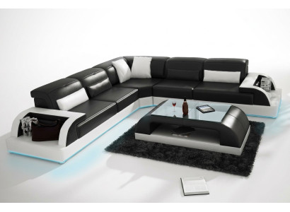 Skórzana sofa kanapa Żywy krajobraz Narożnikowa kanapa Narożnik Nowoczesny wystrój Ustaw Design