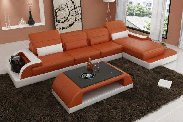 Skórzana sofa kanapa Żywy krajobraz Narożnik kanapa Narożnik Ustaw Design Modern Sofa L6012C