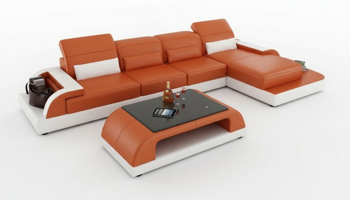 Skórzana sofa kanapa Żywy krajobraz Narożnik kanapa Narożnik Ustaw Design Modern Sofa L6012C