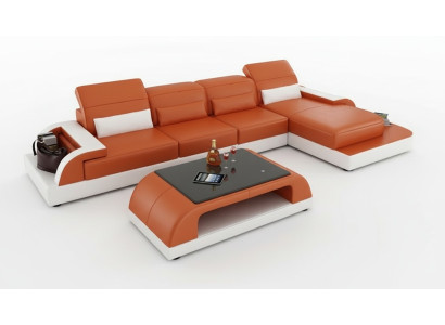 Skórzana sofa kanapa Żywy krajobraz Narożnik kanapa Narożnik Ustaw Design Modern Sofa L6012C