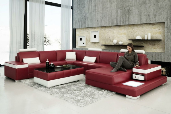 Skórzana sofa kanapa Żywy krajobraz Narożnikowa kanapa Narożnik Ustaw Design Modern New Sofa L6013