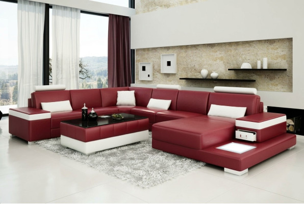 Skórzana sofa kanapa Żywy krajobraz Narożnikowa kanapa Narożnik Ustaw Design Modern New Sofa L6013